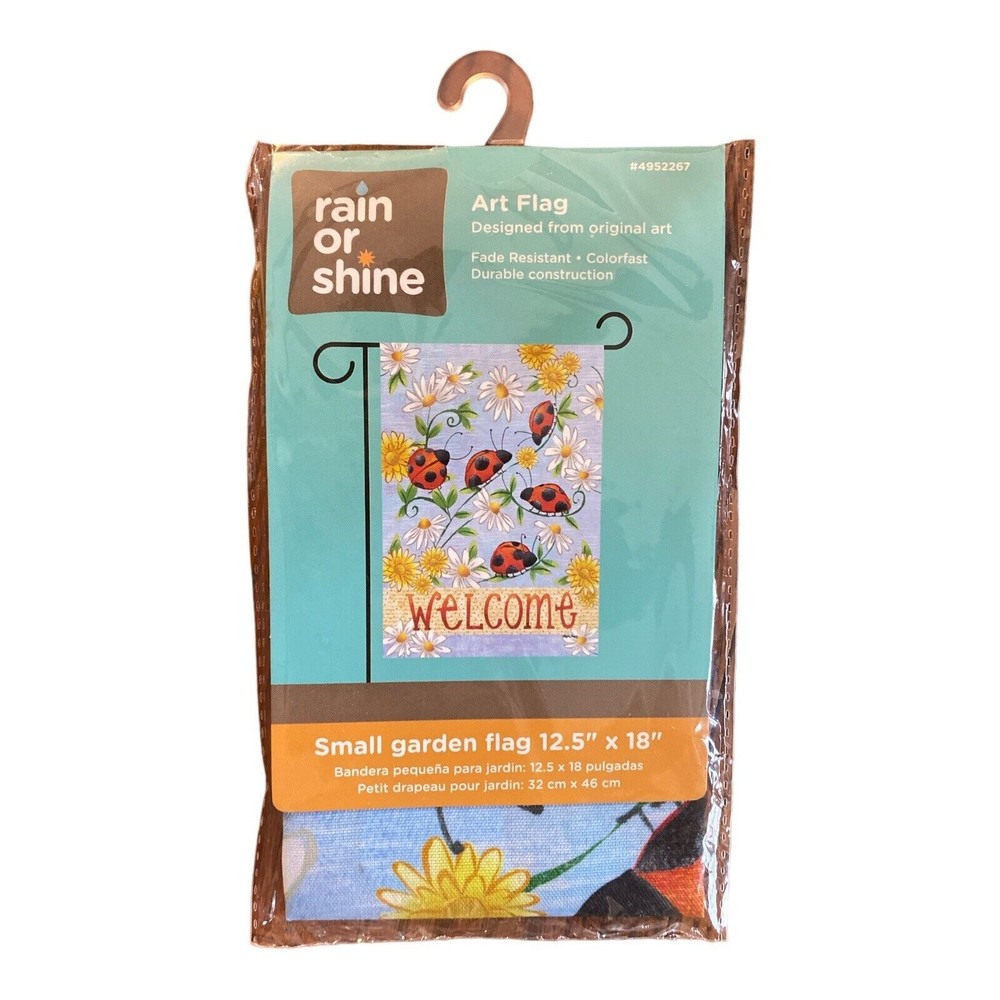 LADYBUG PARTY WELCOME 12.5" X 18" GARDEN FLAG 11-3644-110 RAIN OR SHINE SEASONAL